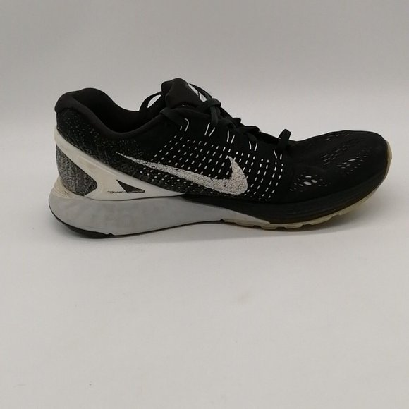 Nike Mens LunarGlide 7 Lace Up Sneakers‎ Black White Low Top Round Toe 8.5 - Picture 2 of 10
